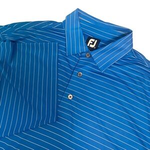 FJ FootJoy Golf Polo Shirt Mens XL Blue Striped Short Sleeve